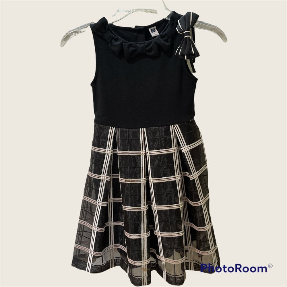 Janie & Jack Plaid Organza dress size 6 & headband